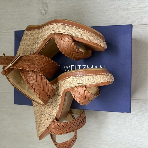 Stuart Weitzman Brown Woven Wedges - Picture 3 of 7
